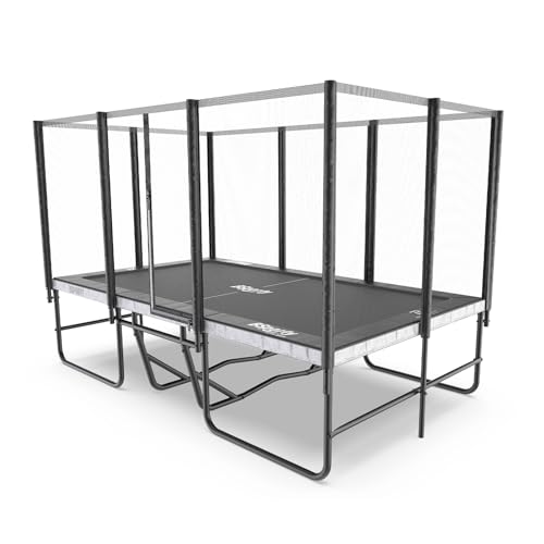 BSPORTY Ultra Rectangle Trampoline 8X14FT 2200LBS Weight Capacity Outdoor Square Gymnastics Heavy-Duty Trampolines with Full-Wrap Net Enclosure for Kids Adults