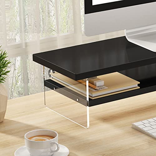Support de moniteur en bois pour organiser un bureau de télétravail moderne - 3