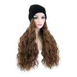 PATTNIUM Brown Wig with Hair Attached Long Brown Hat Wig for Women and Girls Daily Wear Cosplay Costume Party Wig