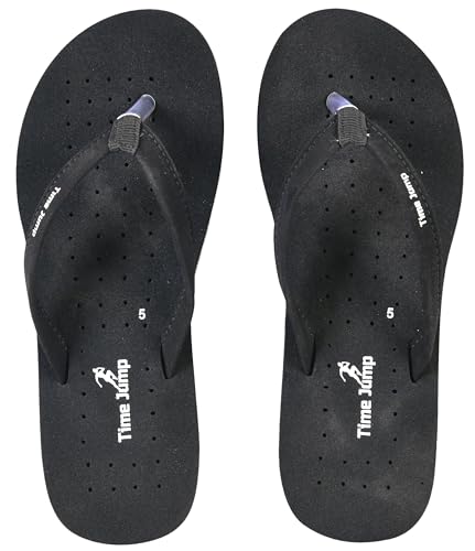 Image of Perforated Flip Flops, Burgundy with Black Straps, Casual Beach Sandals