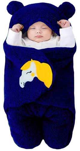 Image of Baby Bear Hooded Fleece Romper and Swaddle Wrap Set, Plush Teddy Design, Brown (2, Grey&Navy, Baby)