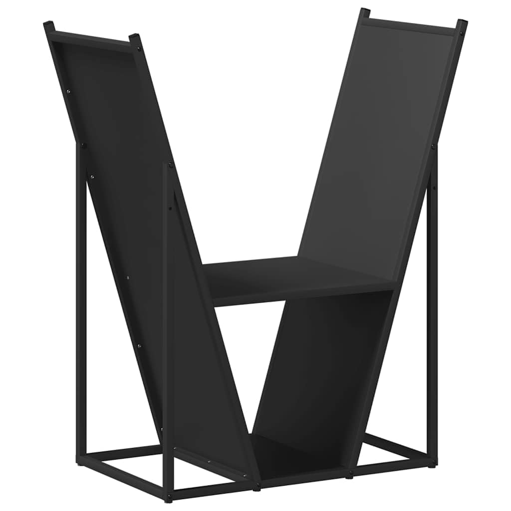 vidaXL Leñero negro 69,5x35x81 cm Acero laminado en frío