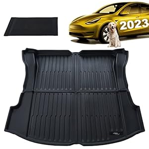 DEDC 2PCS Tesla Model 3 Cargo Liner Premium 3D Waterproof 2024 2023 2022 2021 Tesla Rear Trunk Mats – All Weather Trunk Mats+Rear Trunk Organizer Side Divider