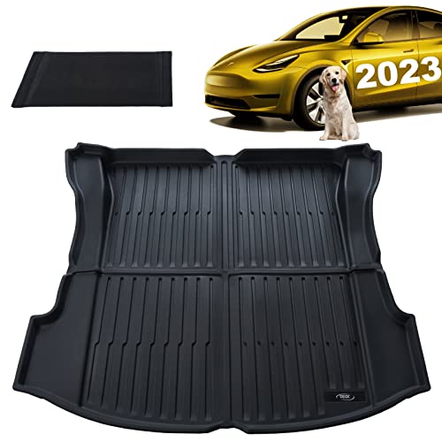 DEDC 2PCS Tesla Model 3 Cargo Liner Premium 3D Waterproof 2024 2023 2022 2021 Tesla Rear Trunk Mats – All Weather Trunk Mats+Rear Trunk Organizer Side Divider