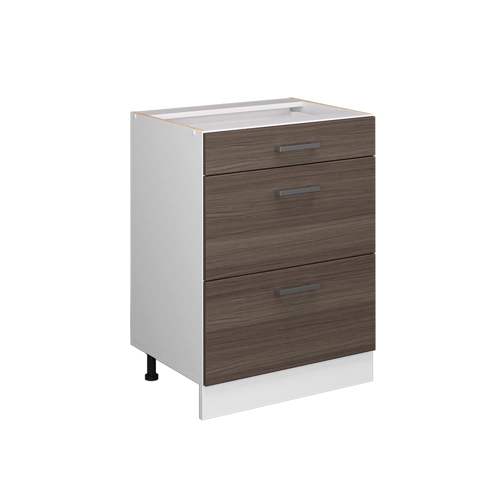 Vicco Mueble bajo Universal R-Line, Gris, 60 cm | con cajones, sin encimera, apto para guardar accesorios de limpieza y artículos del hogar