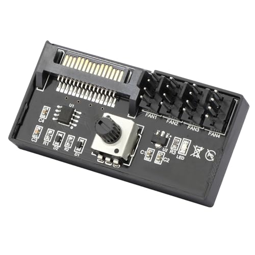 12V 4 Pin PWM Fan Speed Controller, PC Fan Hub Powered by SATA , Maximum Output 60W