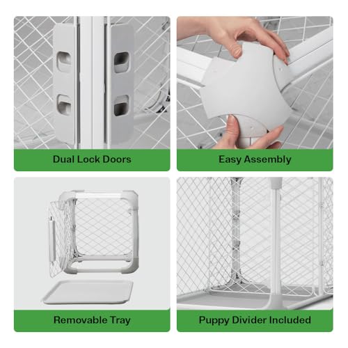 DIGGS-Evolv-Dog-Crate-Slim-Durable-Dog-Kennel-with-Removable-Ceiling-Panel-and-Modular-Design-Safe-Stylish-and-Convenient-Ash-Medium DIGGS Evolv Dog Crate Slim Durable Dog Kennel with Removable Ceiling Panel and Modular Design Safe Stylish and Convenient Ash Medium