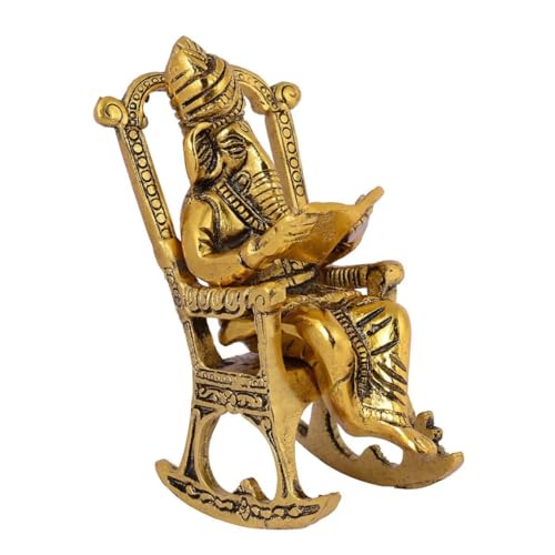 Wonder Care | Ganesha Statue Sculpted in Great Detail in Ivory Antique Finish - Ganesh Idol for Car | Home Decor | Mandir | Gift | Hindu God Idol(Chair_Ganesha)