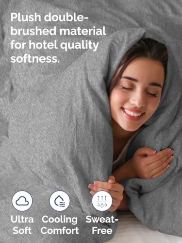Image of Duvet Cover Queen Size - 3 Piece with Zipper Closure - Heathered Grey
