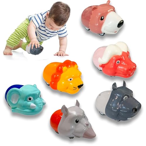 Birthday Popper Jungle Animal Mini Pull Back Cars - Set of 6...