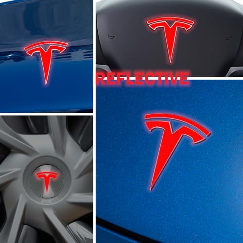 Image of IPG Compatible with Model Y Decal (8 Logo Set) Stickers Set Personalize Your Vehicle (Reflective Series - Red)