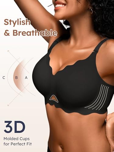 Image of Seamless Jelly Bras for Women - Wireless Gel Bra No Underwire with Support Full Coverage Comfort T-Shirt Bralette