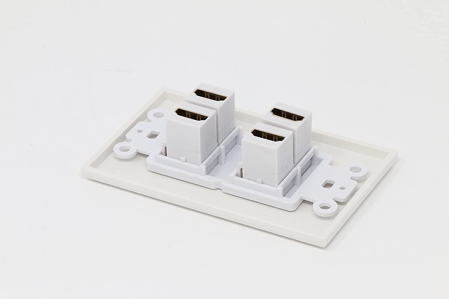 4 CAT7 HDMI USB-3 Flat/Solid Wall Plate [White