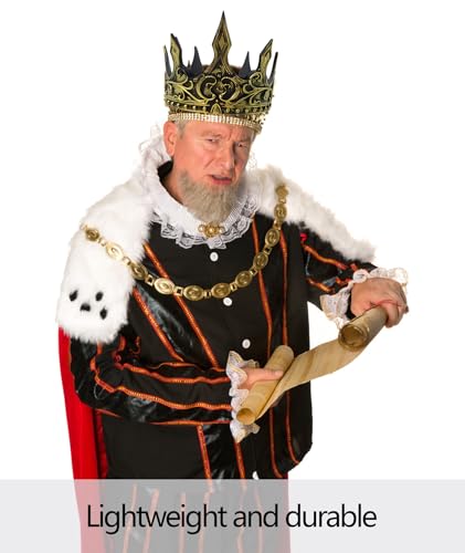 Image of King Crown for Men, Crown for Boys,Golden Crown, Themed Parties and Costume Events, King Crown for Role Play, Birthday Party, Wedding