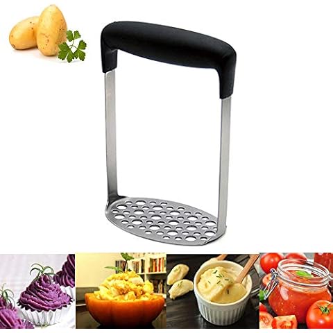 Yolococa Küchenstampfer Kartoffel Stampfer Edelstahl Kartoffelpresse für Gemüse und Früchte Cover