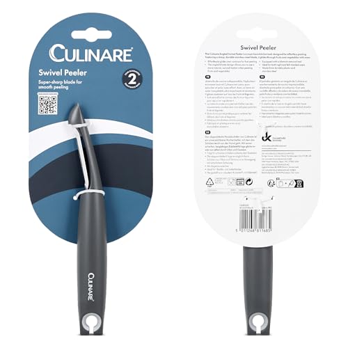 Culinare Angled Swivel Peeler, Grey, Plastic/Stainless Steel, Angled for Comfortable Use, Manual Potato/Vegetable/Fruit Peeler