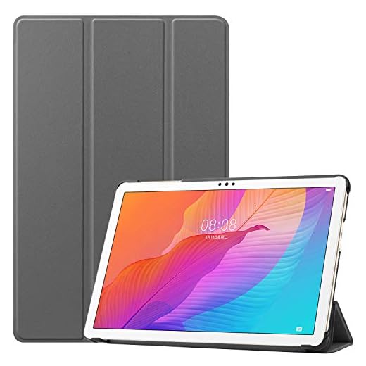 GoYi Fodral kompatibelt med Huawei MatePad T10s 10,1 tum 2020 AGS3-L09/AGS3-W09, stöttåligt skyddande fodral ultralätt smal passform med trippelvikbart stöd för Huawei MatePad T10s 10,1 tum 2020-grå