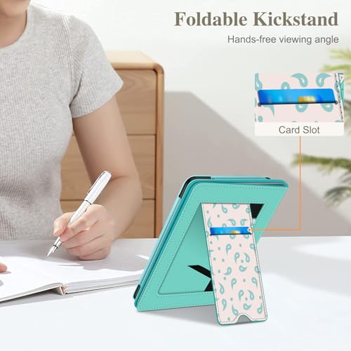 Image of Fintie Case for 7 inch /6.8 inch Kindle Paperwhite(12th /11th Generation-2024 /2021) and Kindle Colorsoft Signature Edition -Slim Foldable Stand Cover Auto Wake /Sleep for Paperwhite 2024, Green Sea Turtle