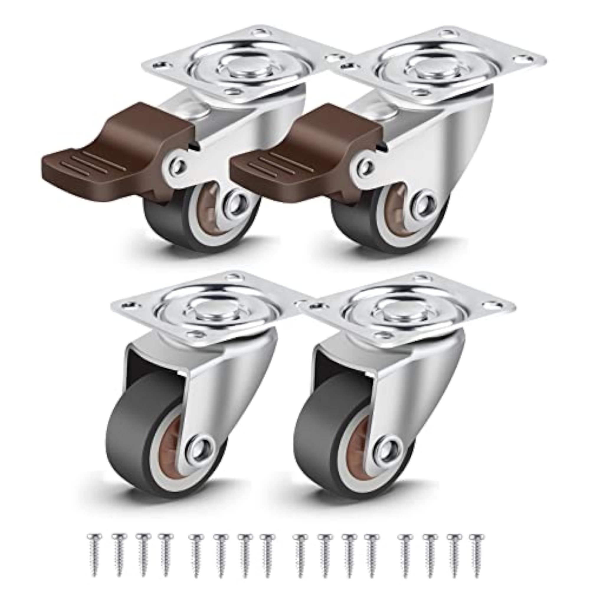 Small Caster Wheels for Furniture, Low Profile Rubber Casters