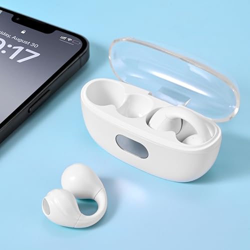 Écouteurs conduction osseuse Bluetooth 5.3 blancs au design premium HiFi