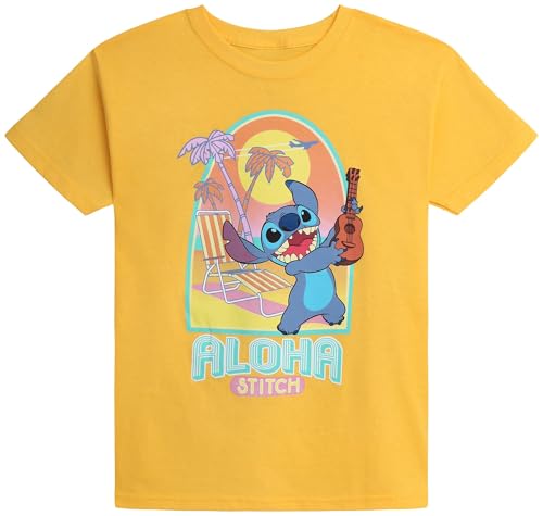 Disney Girls Shirts - Stitch & Angel Minnie Mouse Long Sleeve or Short Sleeve Graphic Tees for Girls (Sizes: 5-14)