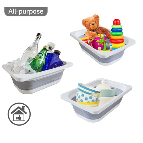 Cubo de Almacenamiento Plegable, Lavabo Plegable Plato Bañera Fregadero, Espacio Grande Gris - Imagen 12 de 29