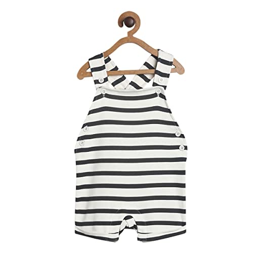 Image of miniklub Boys Black & White Printed T-Shirt With Dungaree