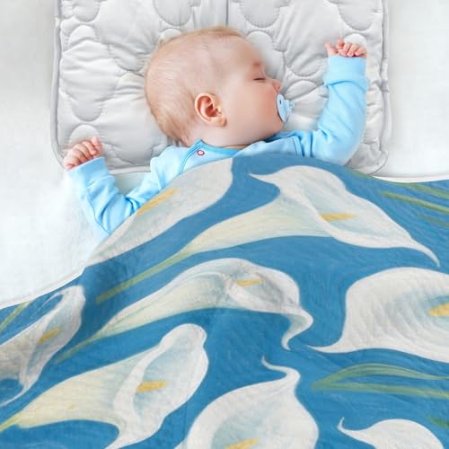 Custom White Calla Lilies Blue Name Blanket for Baby Breathable para personalizados Kitten Name Blanket for Newborns, Infants, & Toddlers 30x40in Manta para recien nacido4