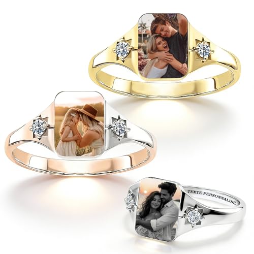 Bague fête des mères personnalisée avec pierre de naissance et gravure prénom