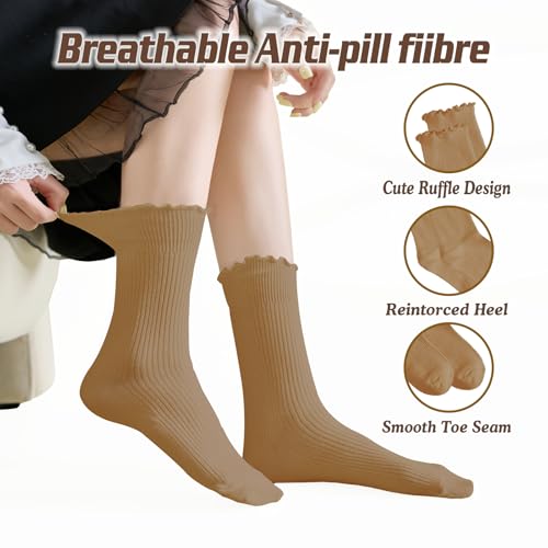 8 Pairs Ruffle Socks Woman Turn-Cuff Frilly Sock Women Cute Ruffle Ankle Womens Cotton Socks3