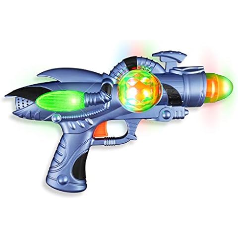 Light Up Space Blaster Toy with Fun Space Sounds and Spinning LED Lights Cover