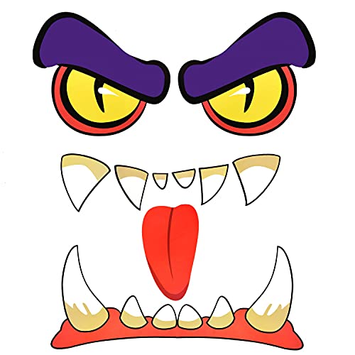JETEHO Halloween Monster Face Decorations with Eyes Fangs Tongue Halloween Garage Door Decorations Outdoor Archway Trunk or Treat Car Decorations Kit Props Supplies