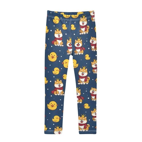 Crown Dog Yellow Duck Girls Leggings Athletic Pants Tights Stretch Bottom - Main Image