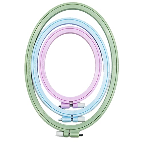 Image of LAMXD 3 Pieces Embroidery Hoop Rectangle Oval Shape Embroidery Frame Cross Stitch Hoop Sewing Tool for Art Craft Handy Sewing (Multicolor),with Gold Eye Embroidery Needles