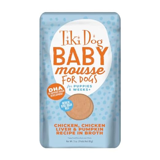 Tiki Dog Aloha Petites Puppy, Chicken with Chicken Liver & Pumpkin, Grain Free Recipe with Protein, Mousse For Small Breed Dogs and All Life Stages, 3 oz. Pouch (12 Count)
