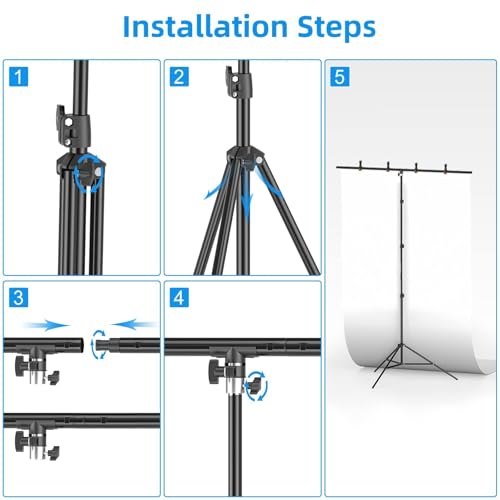 Image of EMART 8.5 x 5ft T-Shape Portable Backdrop Stand, Background Support Stand Kit Adjustable Photo Backdrop Stand with 4 Spring Clamps & Carry Bag for Party, Photography, Video, Studio