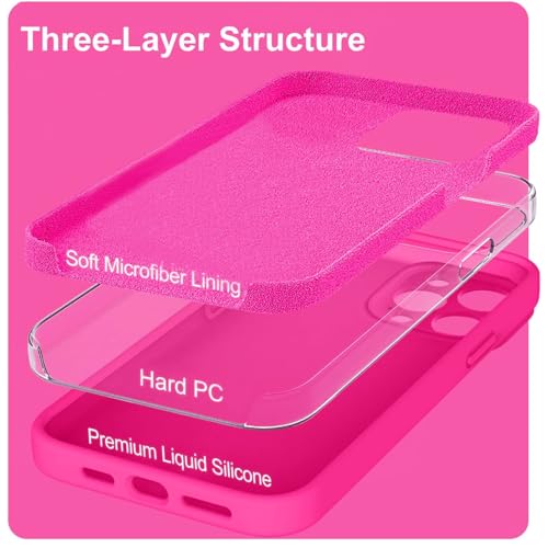ROUMAYMAY for iPhone 14 Pro Max Case, Liquid Silicone Shockproof Upgraded [Camera Cover], Soft Fine Smooth Microfibre Lining Anti-Scratch, Full Body Phone Case for iPhone 14 Pro Max Cover Hot Pink by ROUMAYMAY - Image 2