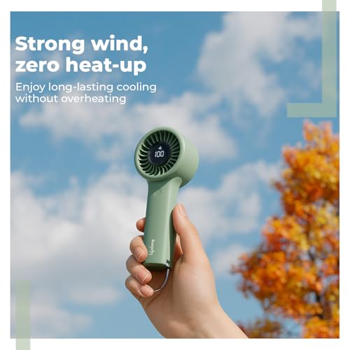 Image of Lifelong Hand Fan with Digital Display | Portable Rechargeable Fan with 2000mAh Battery, 5 Speed Settings,Type-C Charging, Powerful Cooling, Start with Long Press, Non-Slip Base,Travel Friendly Design