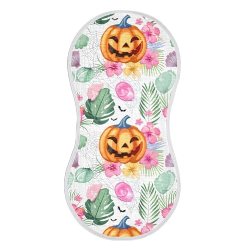 Pumpkins Flowers Fun White Burp Cloths for Babies Burp Rag Cotton Spit Up Rag for Infant Newborn Baby2