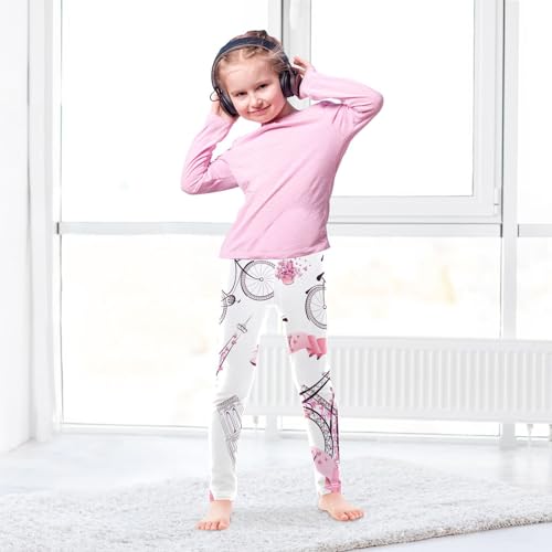 Girls' Leggings Girls Stretch Leggings Paris Eiffel Tower Theme Children's Yoga Pants Clothes Kids Dance Tights Place2
