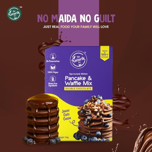Image of The Naturik Co. Millet Hazelnut Waffle & Pancake Mix 150g | No Maida | Made with Jaggery | No Added Sugar | High Protein & Fiber | Millets Powered | Ready in 2 Minutes | No Preservatives | As Seen On Shark Tank |