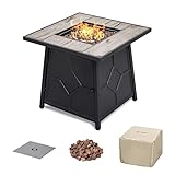 Nuu Garden Propane Fire Pit Table 28 Inch Square Gas Fire Table for Outside, 40,000 BTU Outdoor Fire...