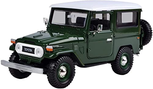 Toyota FJ40 Modelo a Escala 1:24 Verde Oscuro con Techo Blanco miniatura 2