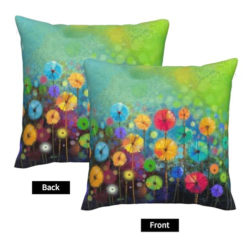 Lot de 2 housses de coussin décoratives avec fleurs colorées