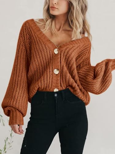 Image of PRETTYGARDEN Women's Chunky Knit Open Front Sweater Long Sleeve Button Loose Short Cardigan Outerwear Coats