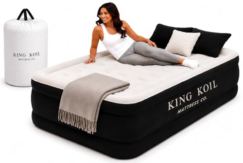 King Koil Luxury Twin Air Mattress with Built in Pump, 20” Double High Twin Size Premium Airbed,...
