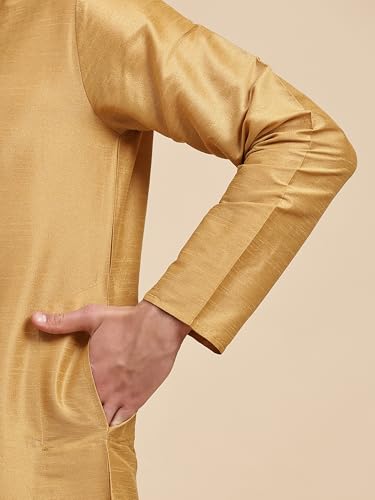 Image of SKAVIJ Men's Art Silk Embroidered Kurta Pajama Set Thread Work Ethnic Motifs Festive Party Dress