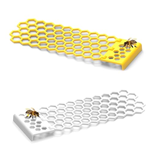 DIYCUT 2 Stück Bienenwabe, Bienenleiter mit Vogeltränke, Faltbare Schwimmende Wabe aus Kunststoff, Insektenhilfe & Wasserstation, für Bienenhäuser, Garten, Obstgarten, Teich (Gelb + Weiß) DIYCUT 2 Stück Bienenwabe, Bienenleiter mit Vogeltränke, Faltbare Schwimmende Wabe aus Kunststoff, Insektenhilfe & Wasserstation, für Bienenhäuser, Garten, Obstgarten, Teich (Gelb + Weiß)