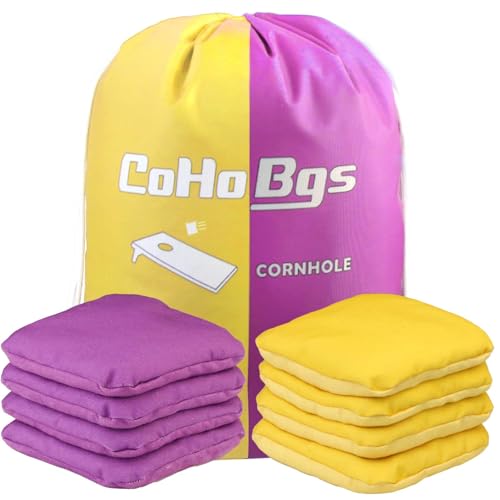 CoHoBgs Dual Sided Cornhole Bags, Professional Regulation Corn Hole Bags Set of 8, All Weather Cornhole Corn Hole Bean Bags Includes Carry Case