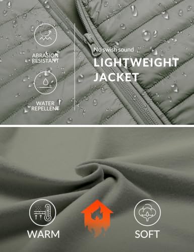 Image of baleaf Men's Running Jacket Lightweight Warm Up Puffer Jacket Hybrid Thermal Hiking Golf Insulated Coat Thumble Hole